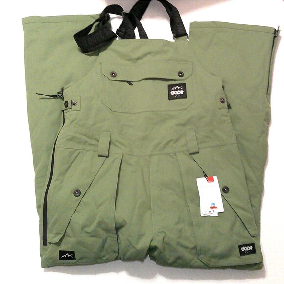 New NWT $239 Dope Snow Notorious BIB W Snowboard Pants Moss Green Small Gators - Picture 15 of 16